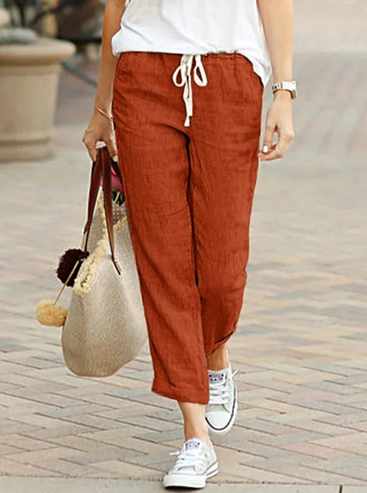 Casual Y2K Drawstring Elastic Waist Ankle Length Pants