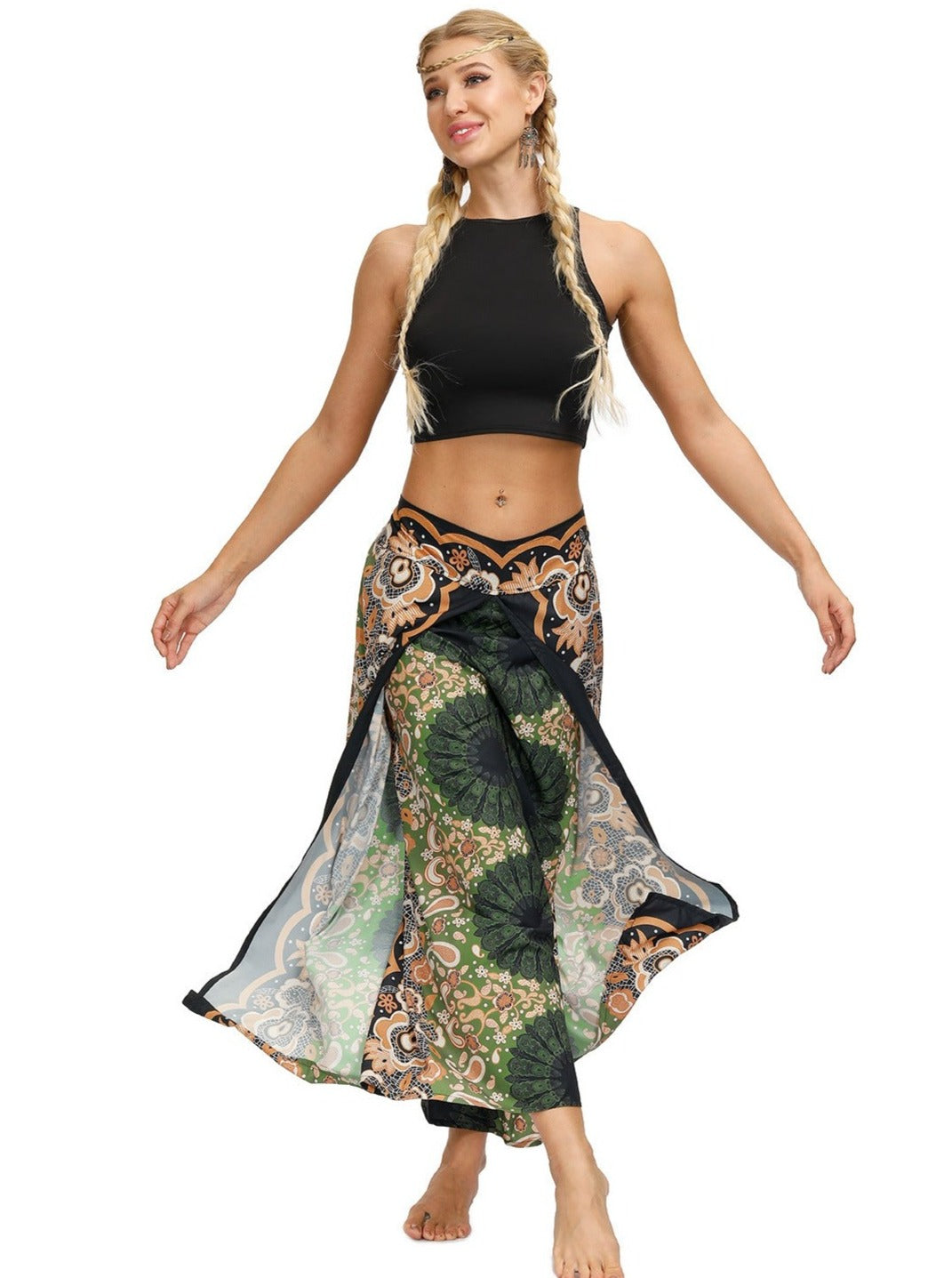 Wide-Leg Digital Printed Yoga Dance Pants