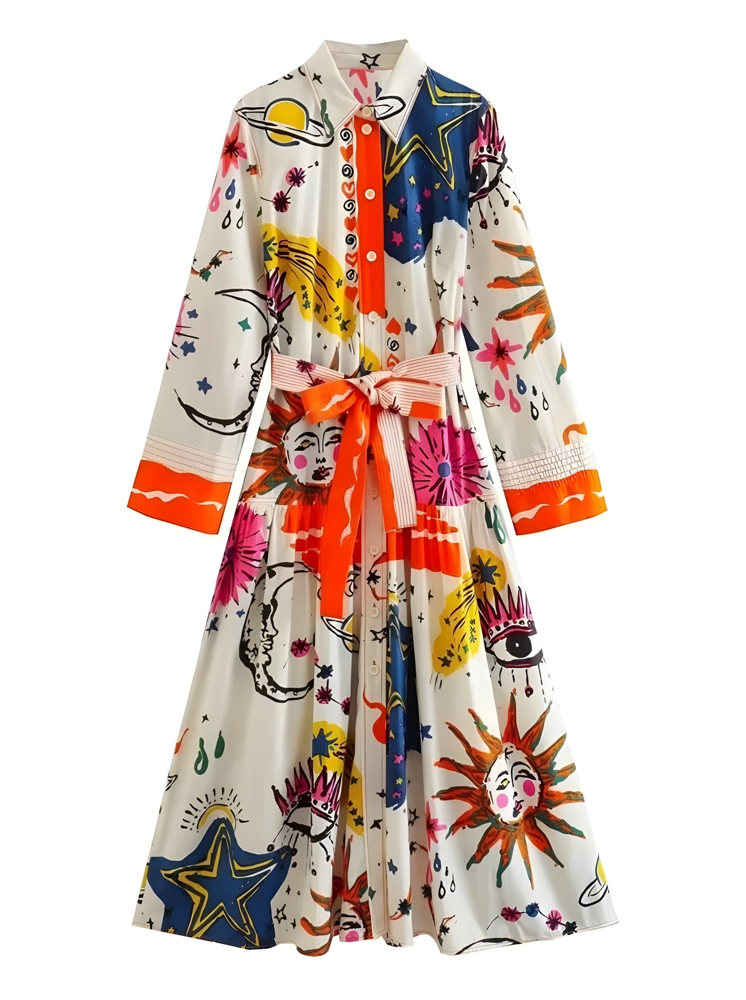 Summer Elegant Graphic Printed A-Line Midi Dress