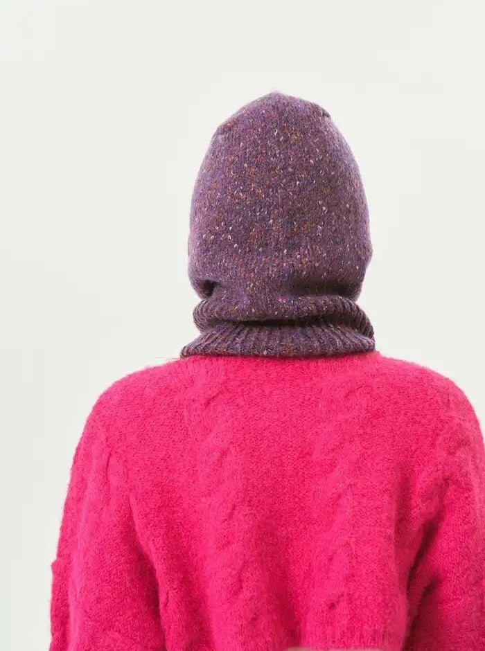 Purple Knitted Balaclava Beanie Warm Pull Over Winter Hat