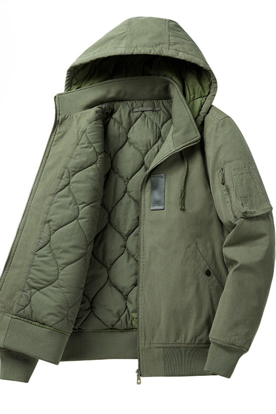 Gefütterte Kapuzenjacke Herren warm vielseitig mit Reißverschluss Outdoor
