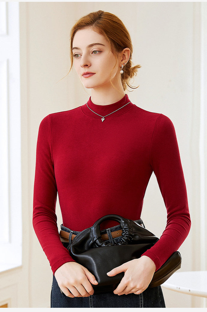 Elegant Turtleneck Velvet Long Sleeve Shirt