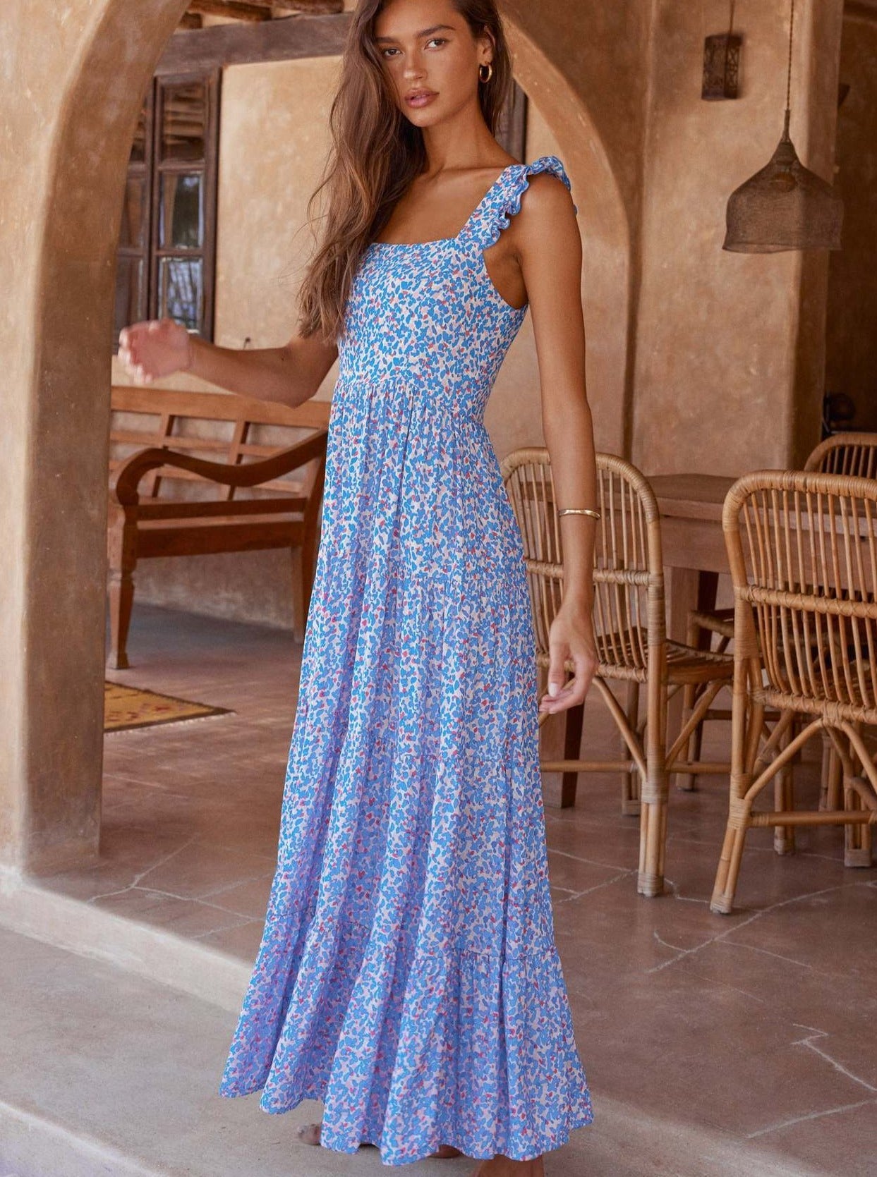 Bohemian Halter Flowy Midi Dress