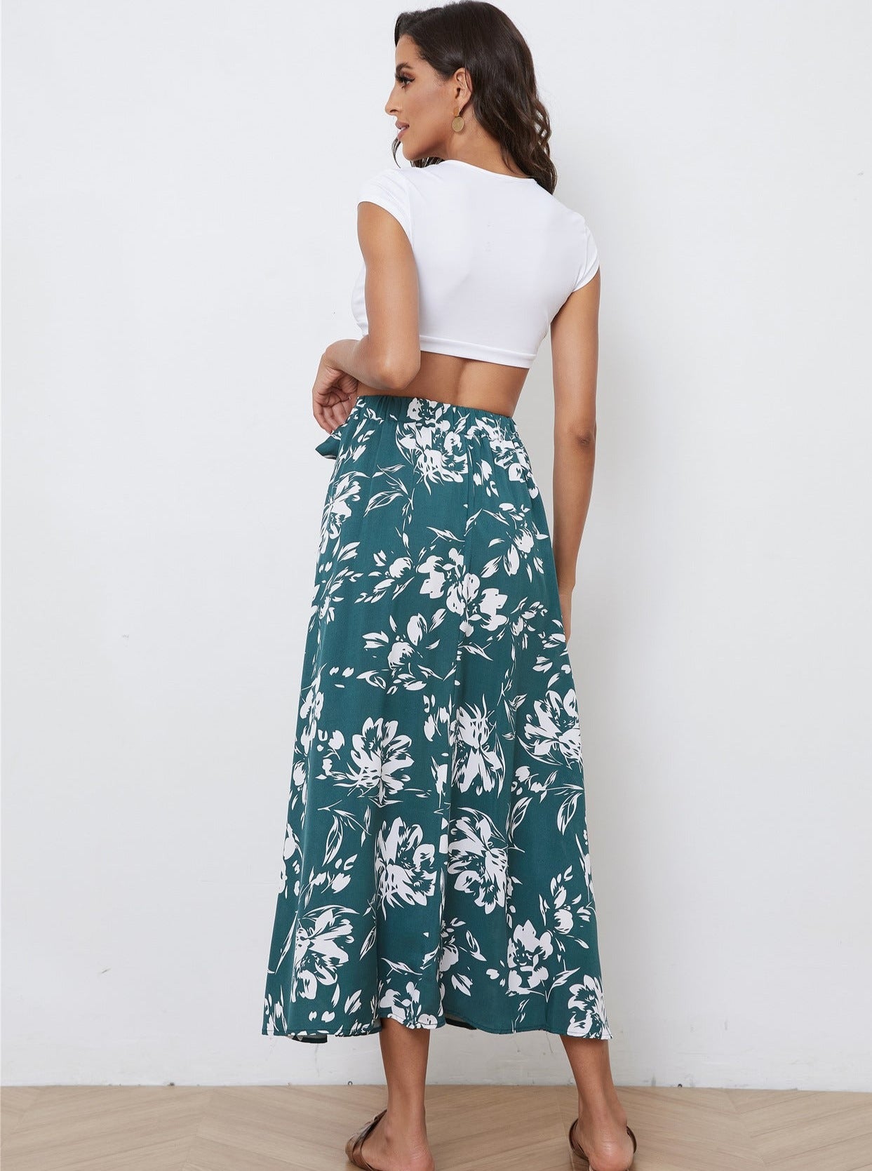 Vintage Floral Print A-Line Summer Skirt