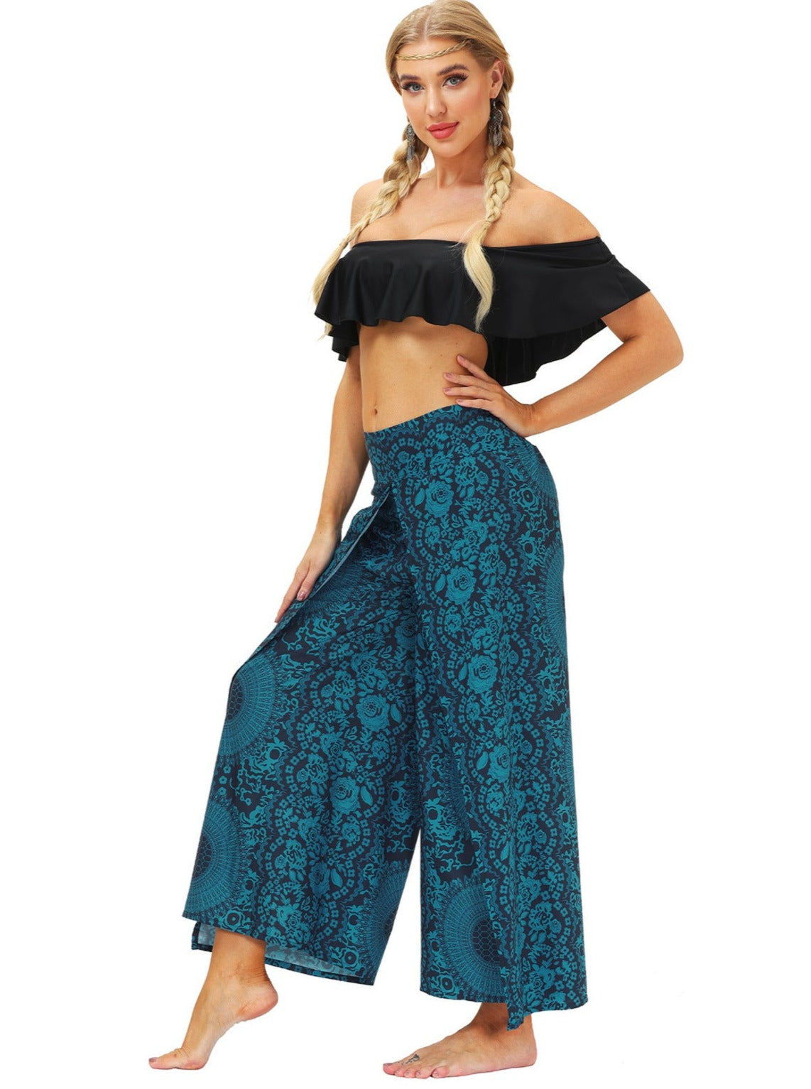 Wide-Leg Digital Printed Outdoor Pants