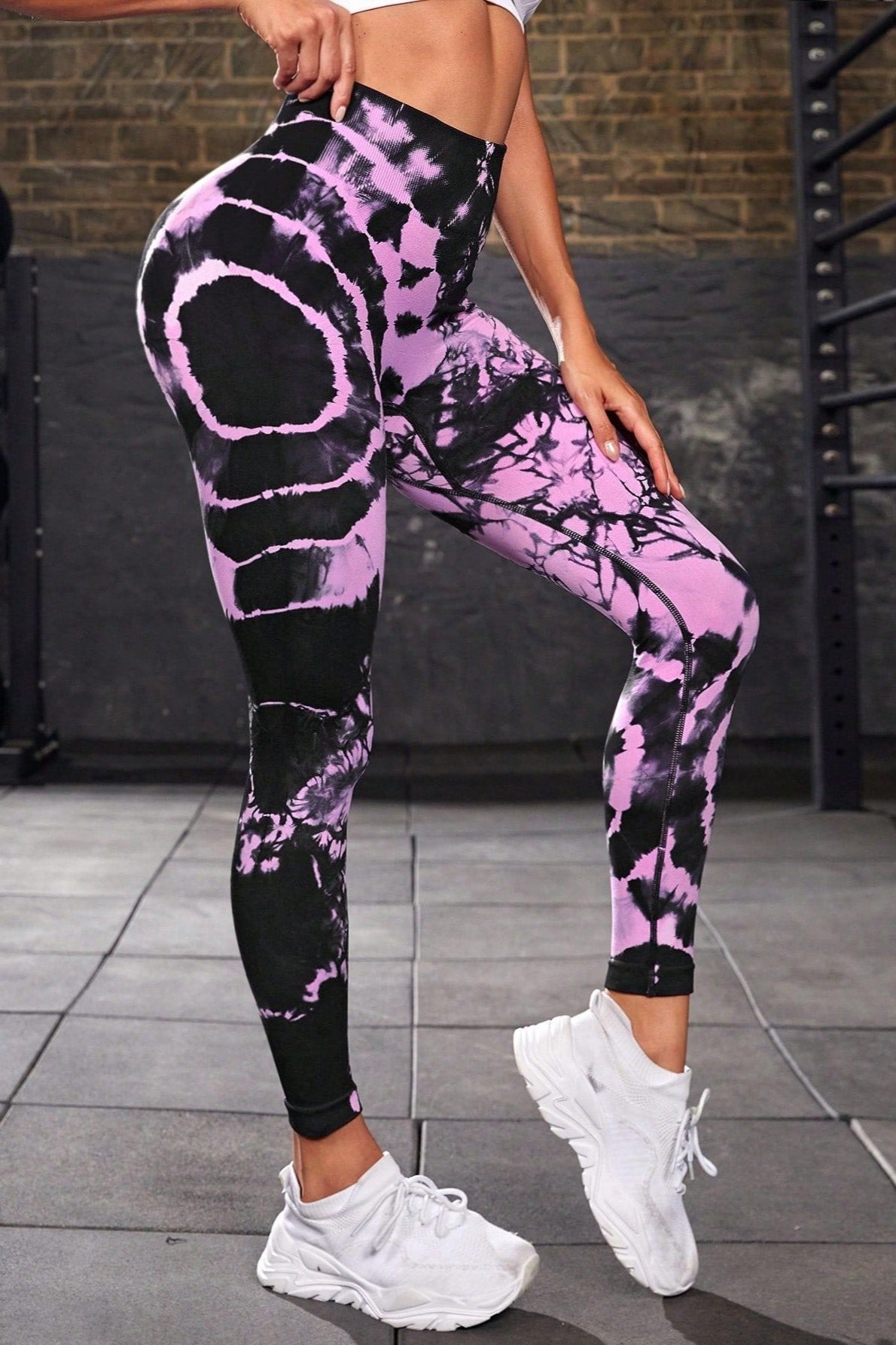 Purple Seamless Tie Dye High Waist Yoga Pants