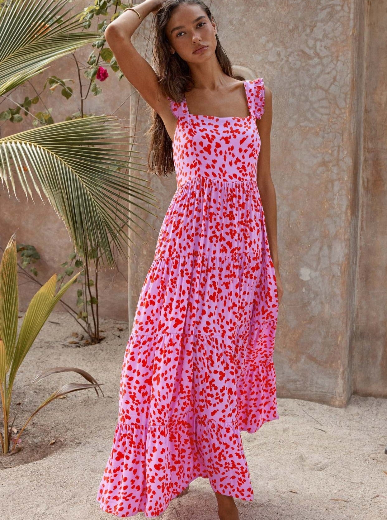 Bohemian Halter Flowy Midi Dress