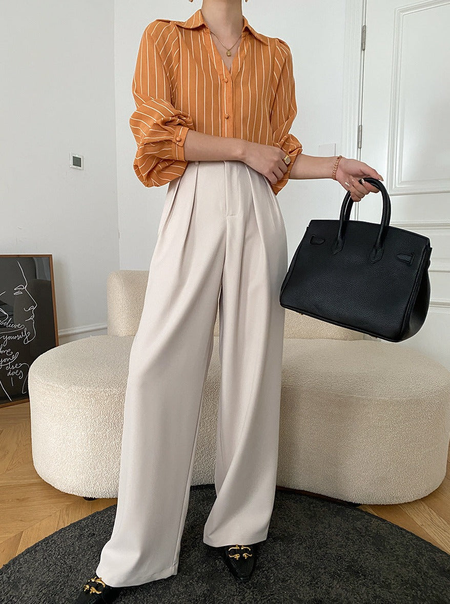 Apricot Wide Leg Suit Pants