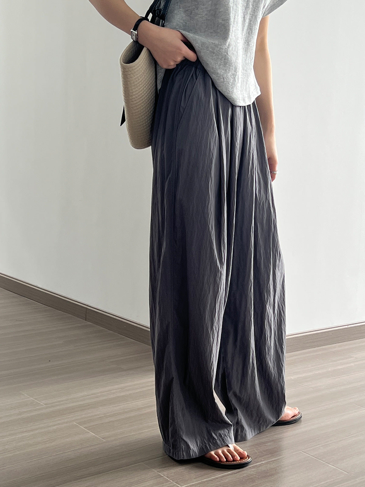 Gray Lazy Loose Wide Leg Pants