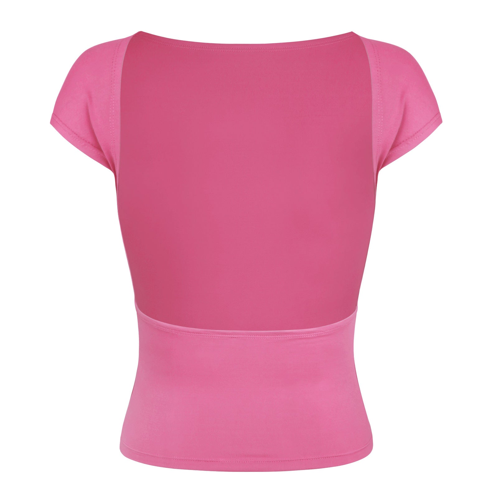 Pink Sexy Backless Slim Breathable Short Sleeve Shirt