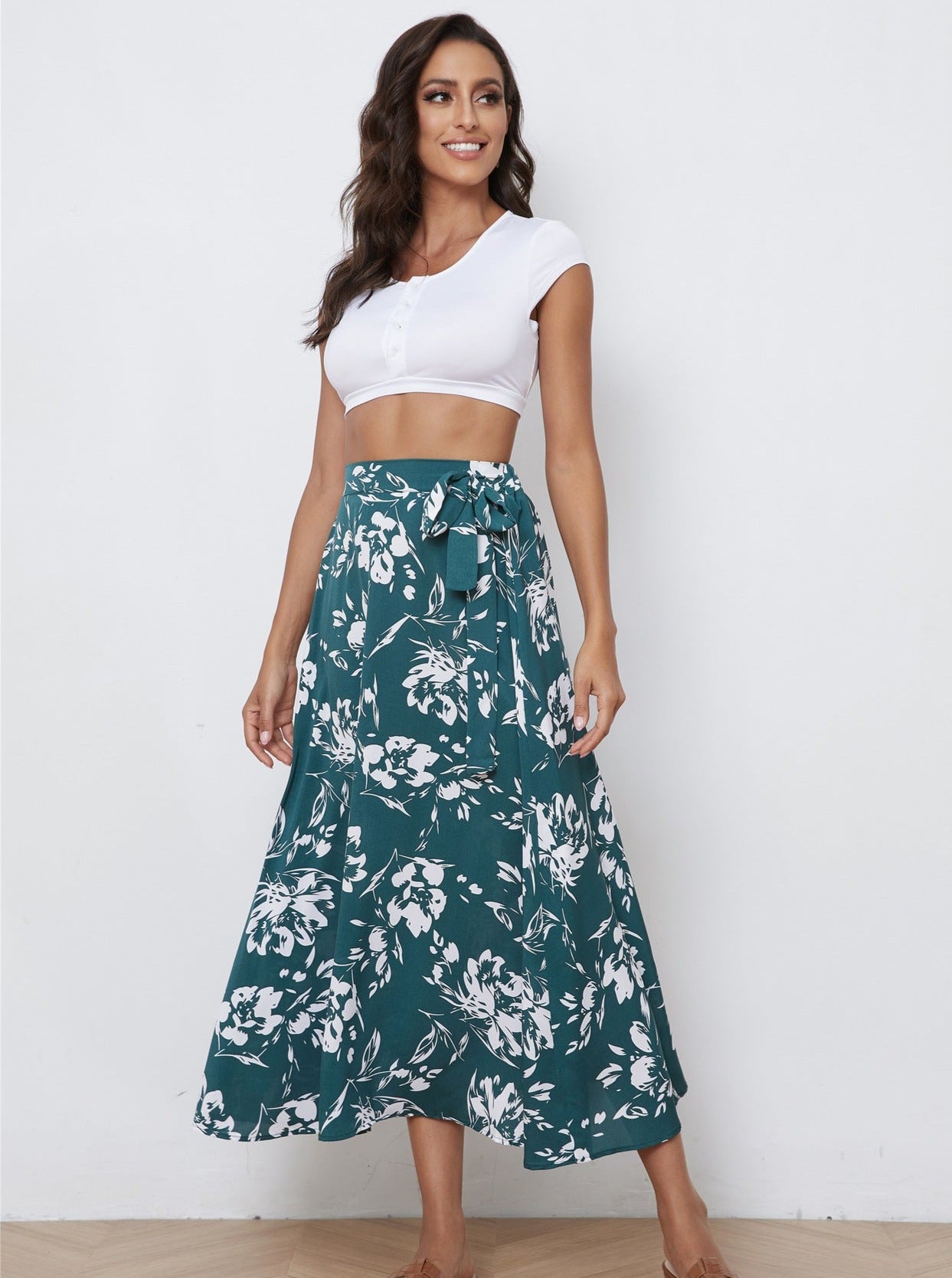 Vintage Floral Print A-Line Summer Skirt