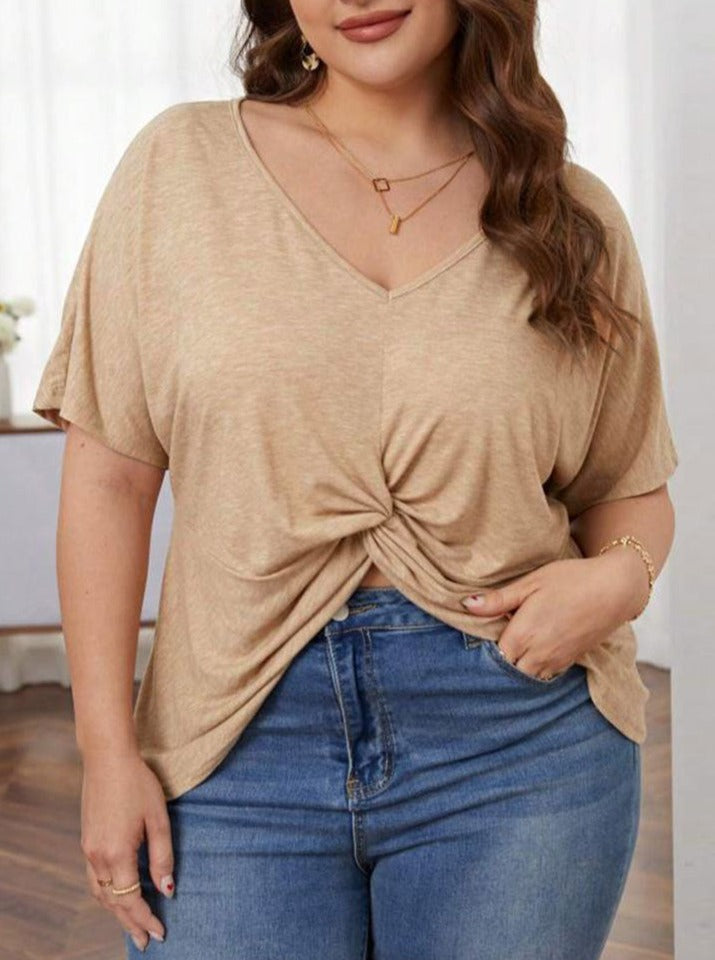 Loose Casual V-Neck Hem Top