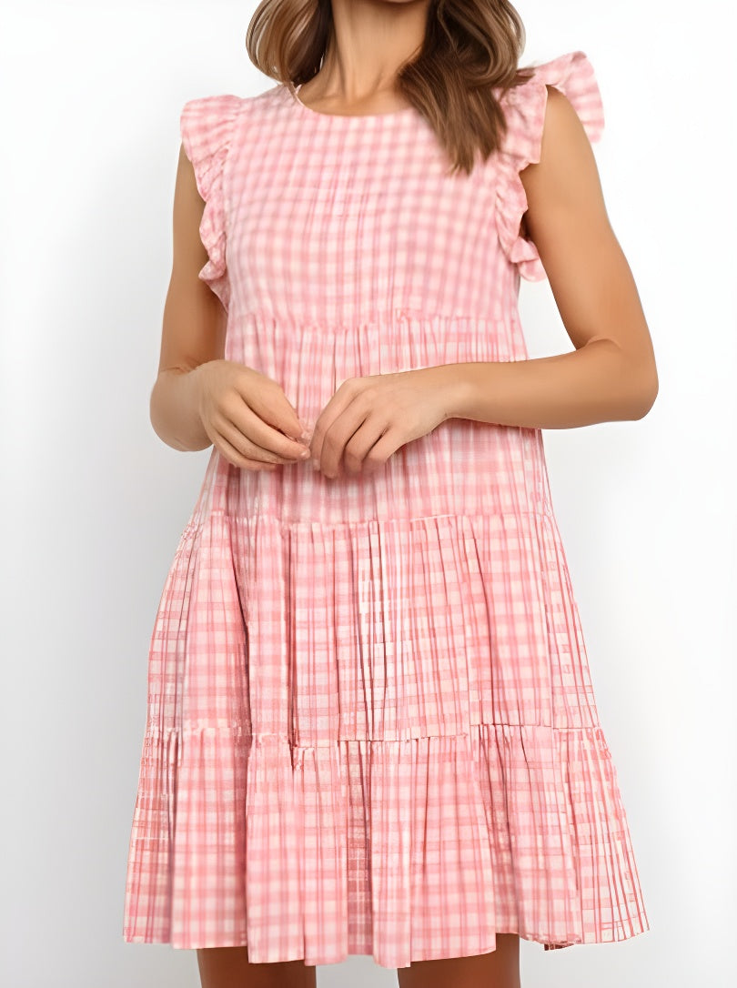 Classic Plaid Layered Sleeveless Dress