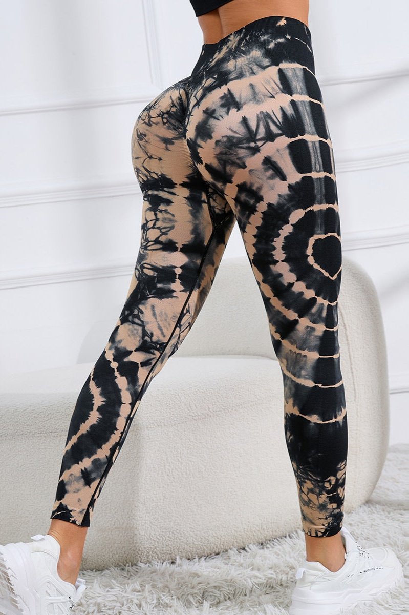 Black Seamless Tie Dye High Waist Yoga Pants