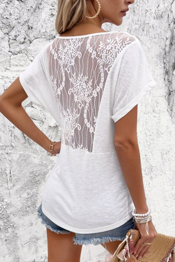 Elegant White Cap Sleeve Deep V-Neck Ruched Blouse