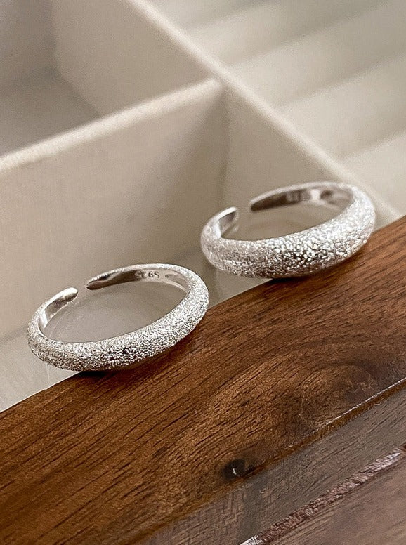 Elegant Sterling Silver Sand Texture Adjustable Ring