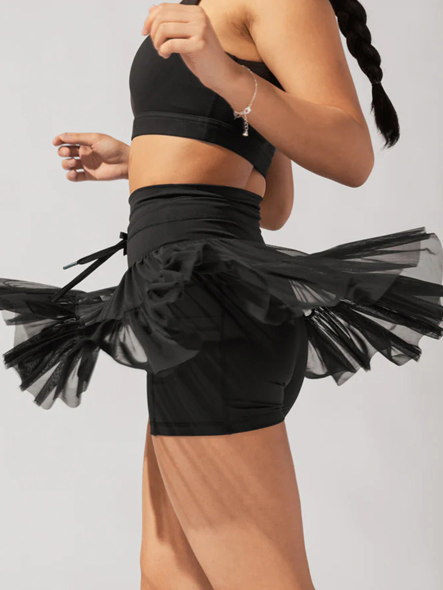 Black High Waist Drawstring Pleated Skirt