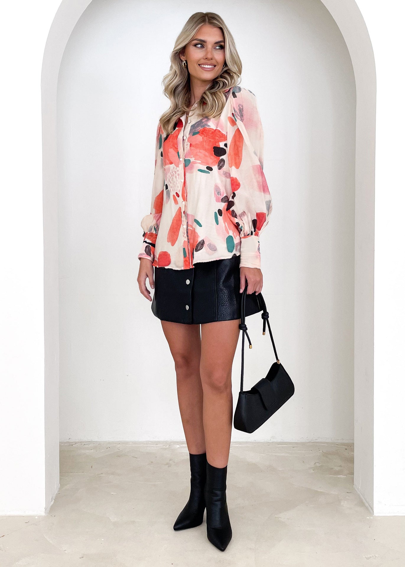 Lightweight Abstract Floral Blouse