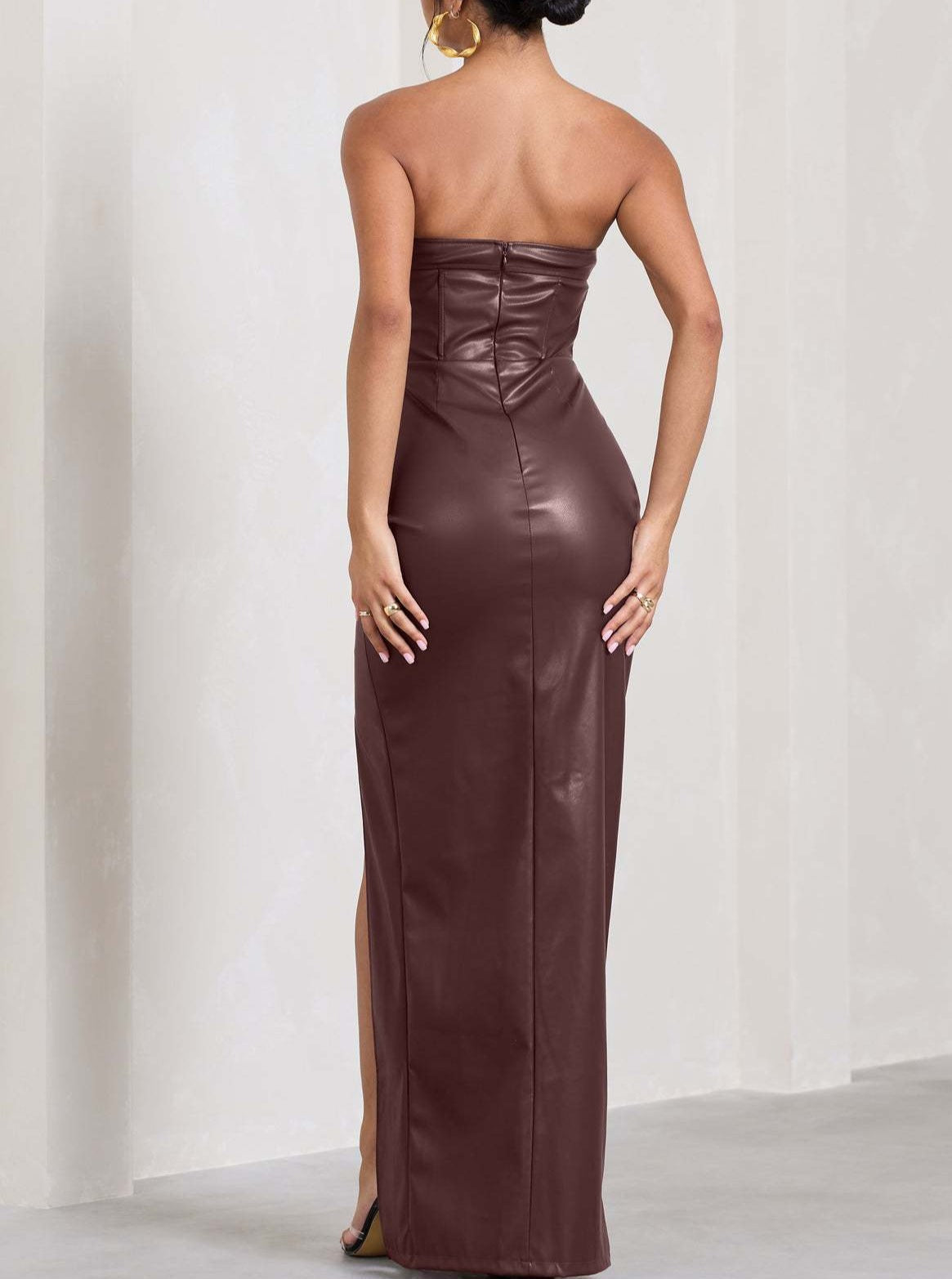 Strapless Slim Tube Midi Dress