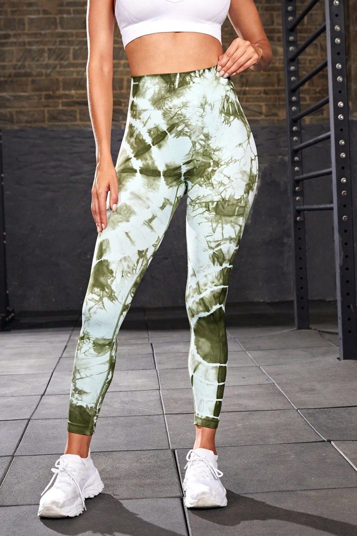 Green Seamless Tie Dye High Waist Yoga Pants