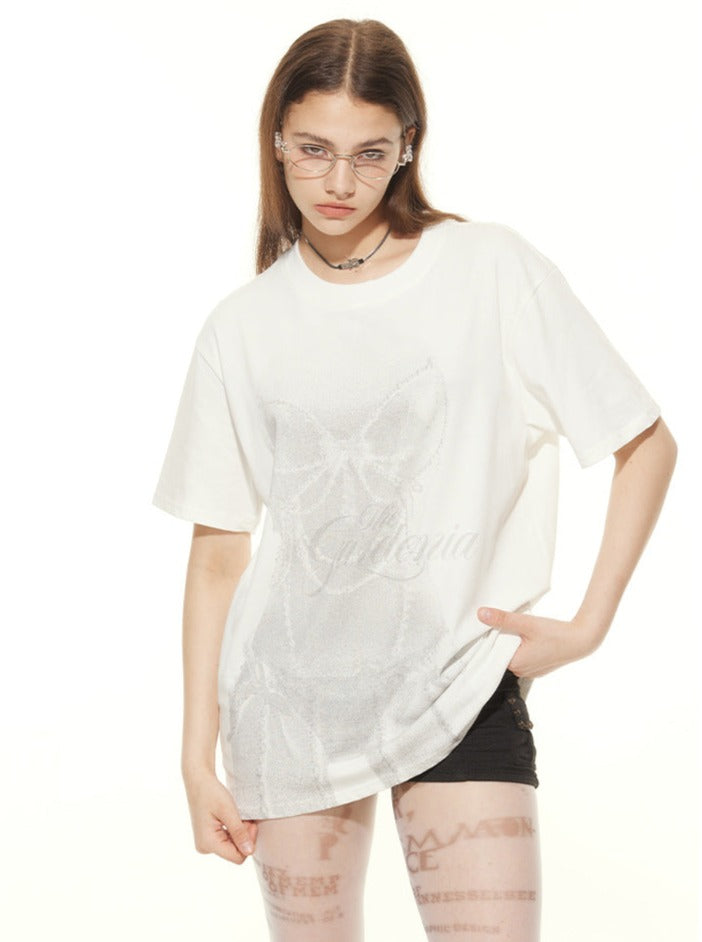 Corset Print Washed Charcoal Oversized T-Shirt