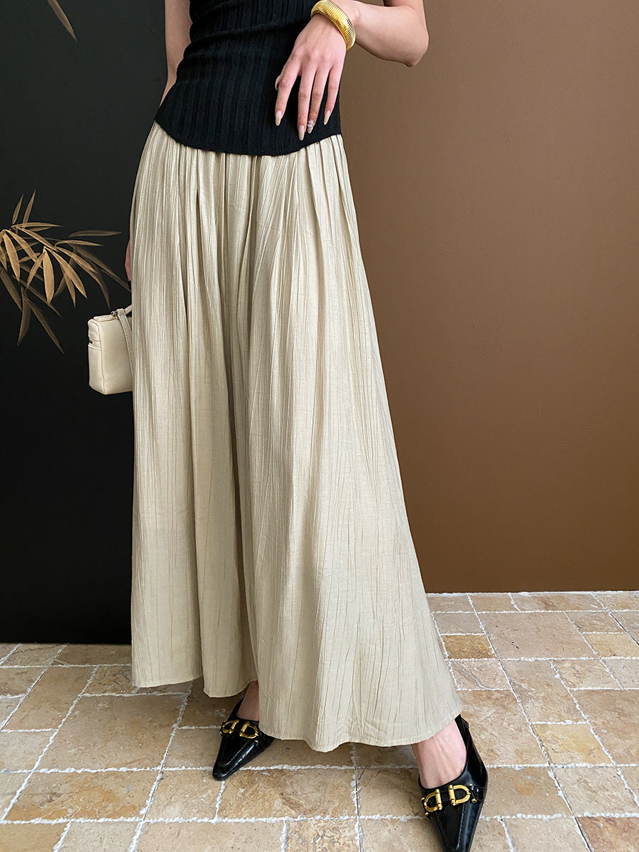 Pleated Textured A-Line Skirt