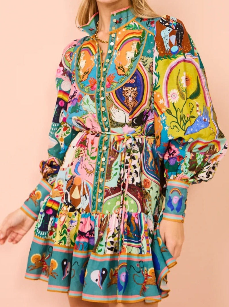 Casual Fashion Printed Cardigan Temperament Versatile Dress