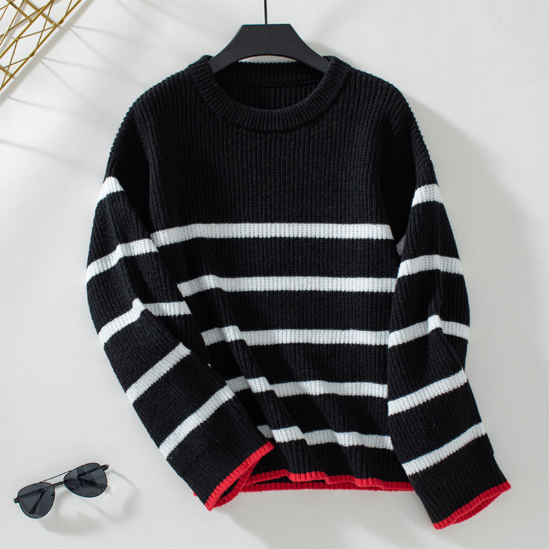 Loose Stripe Long Sleeve Pullover Sweater