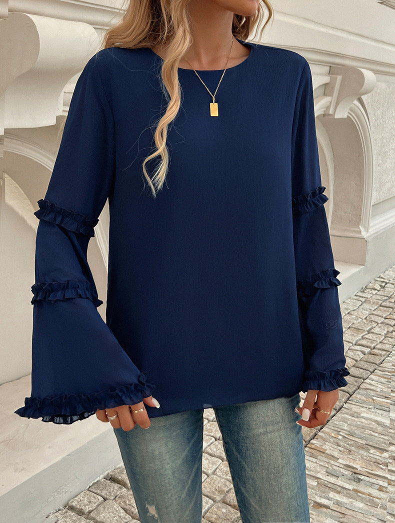 Chic Professional Ruffled Sleeve Blouse