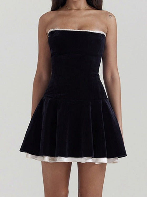 Sexy Black Laced Velvet Swing Dress