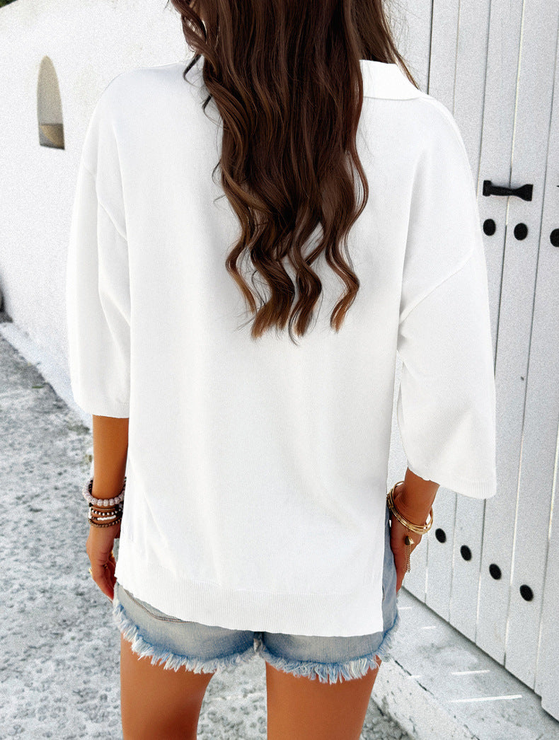 White Loose Sweater Shirt