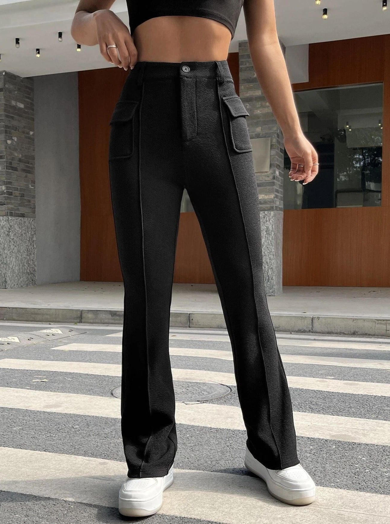 High Waist Elastic Flare Pants