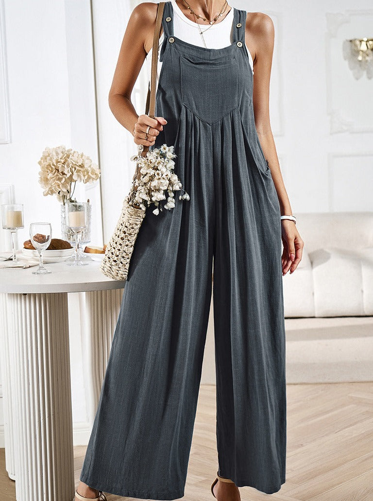 Sleeveless Loose Overalls Wide Leg Jumpsuit