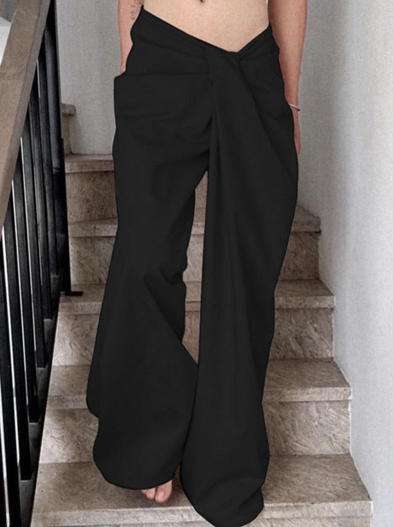 Low Waist Irregular Pleated Loose Pants