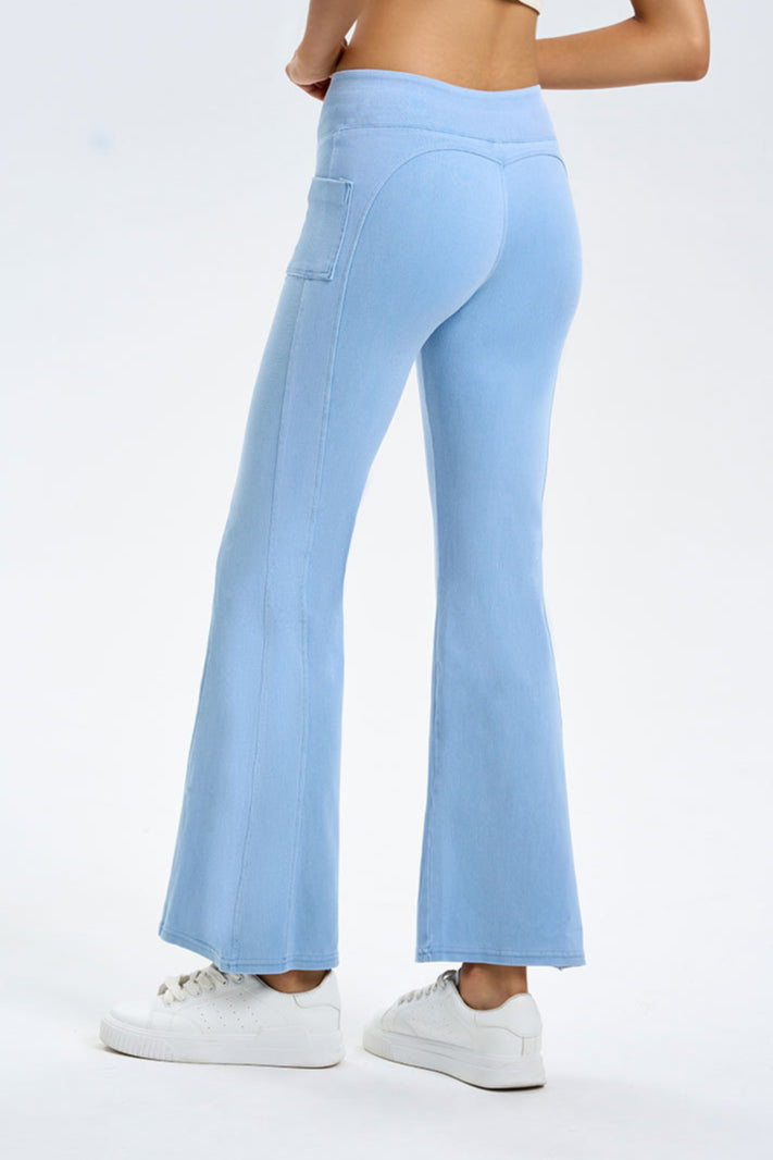 Button Detail Flare Leg Jeans