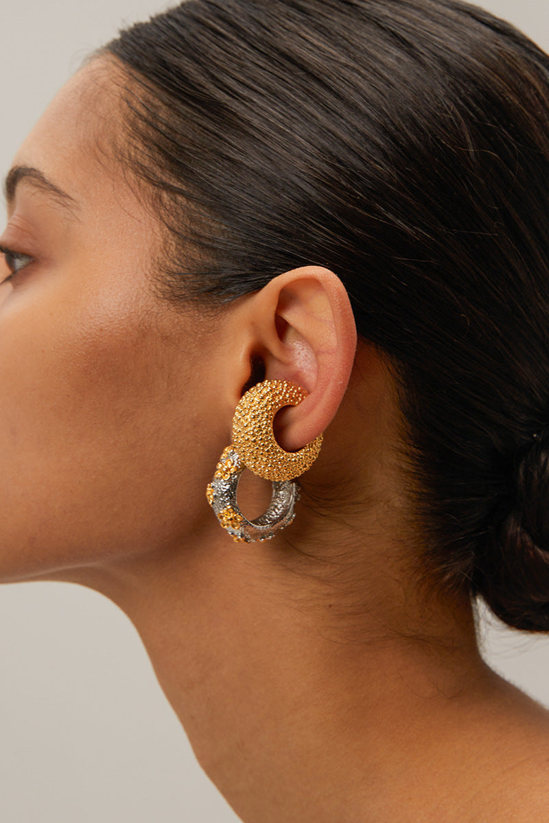 Elegant Floral Embossed Hoop Earrings